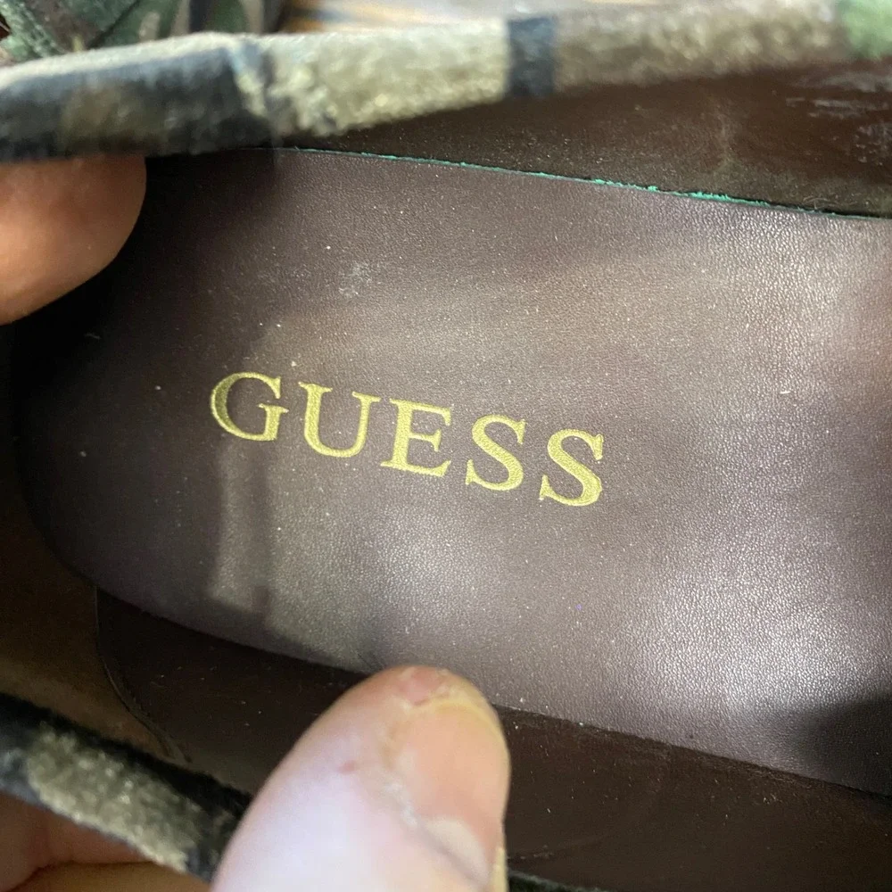 Guess Mens Camouflage Velvet Horsebit Loafer Green Brown Camo‎ Slip On Shoe 10